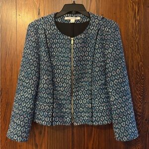 Diane Von Furstenberg Blue, Pink and White Patterned Blazer